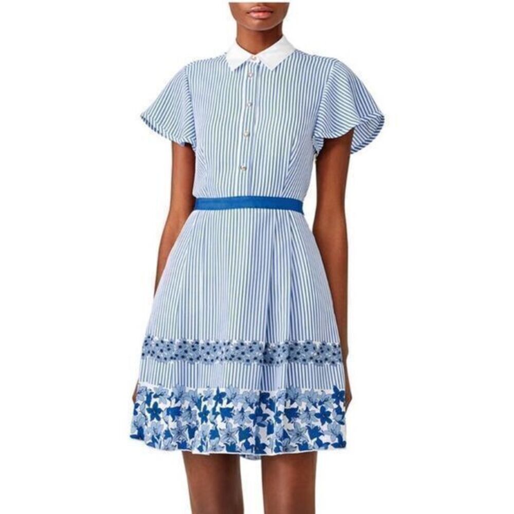 DRAPER JAMES Striped Blue Willowick Dress XSMALL/ US 0